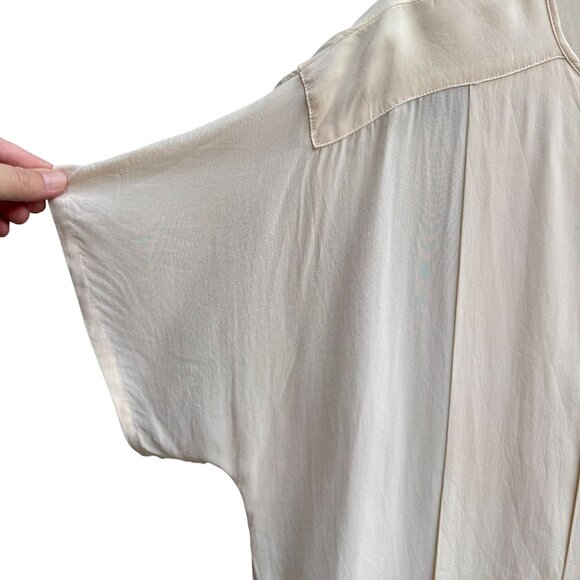 Nordstrom Town Square Vintage Silk Ivory Womens Blouse Short Sleeve Blouse 18 - Picture 9 of 10